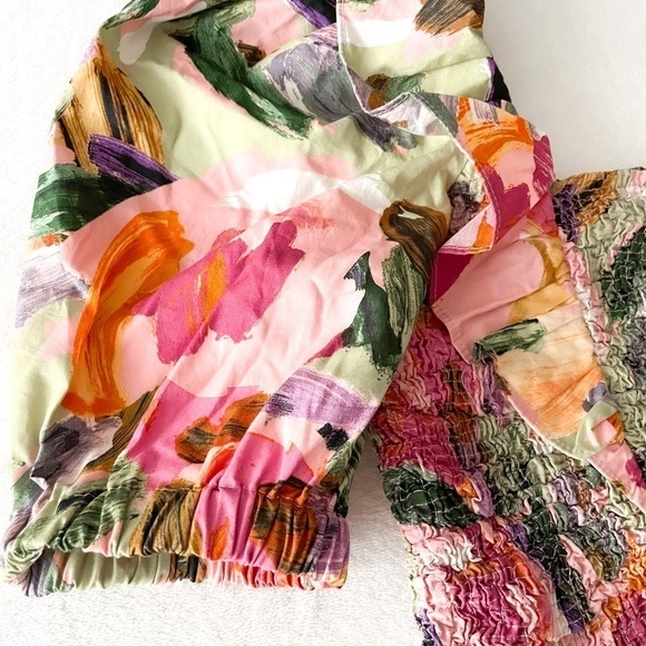 ZARA Paint Swatch One Shoulder Puff Blouse - Picture 6 of 7